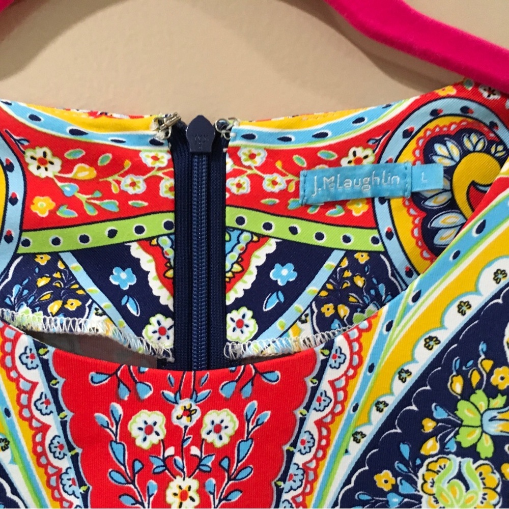 J. MCLAUGHLIN Dress A Line Tunic Patter Paisley Colorful Women L Jersey Stretch - Picture 6 of 7